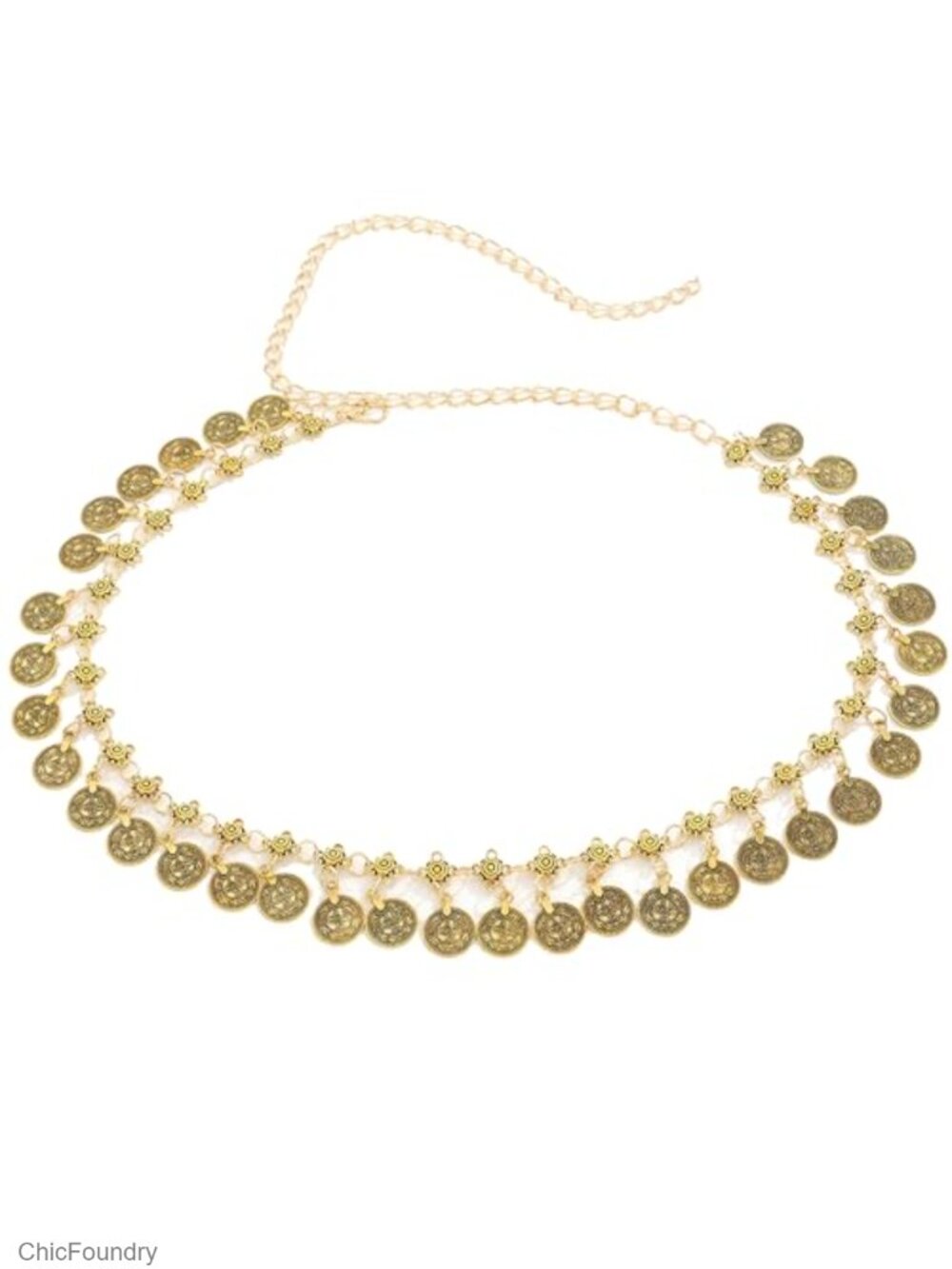 Women's Gold Coin Waist Chain Belt Adjustable Metal Pendant Prom Party